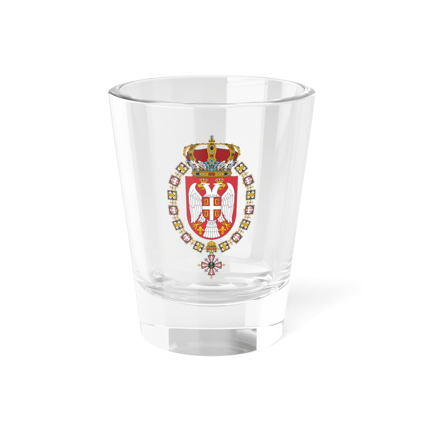 Lesser arms of the first son of the Head of the House of Karadjordjevic (Serbia) (Coat of Arms) Shot Glass 1.5oz