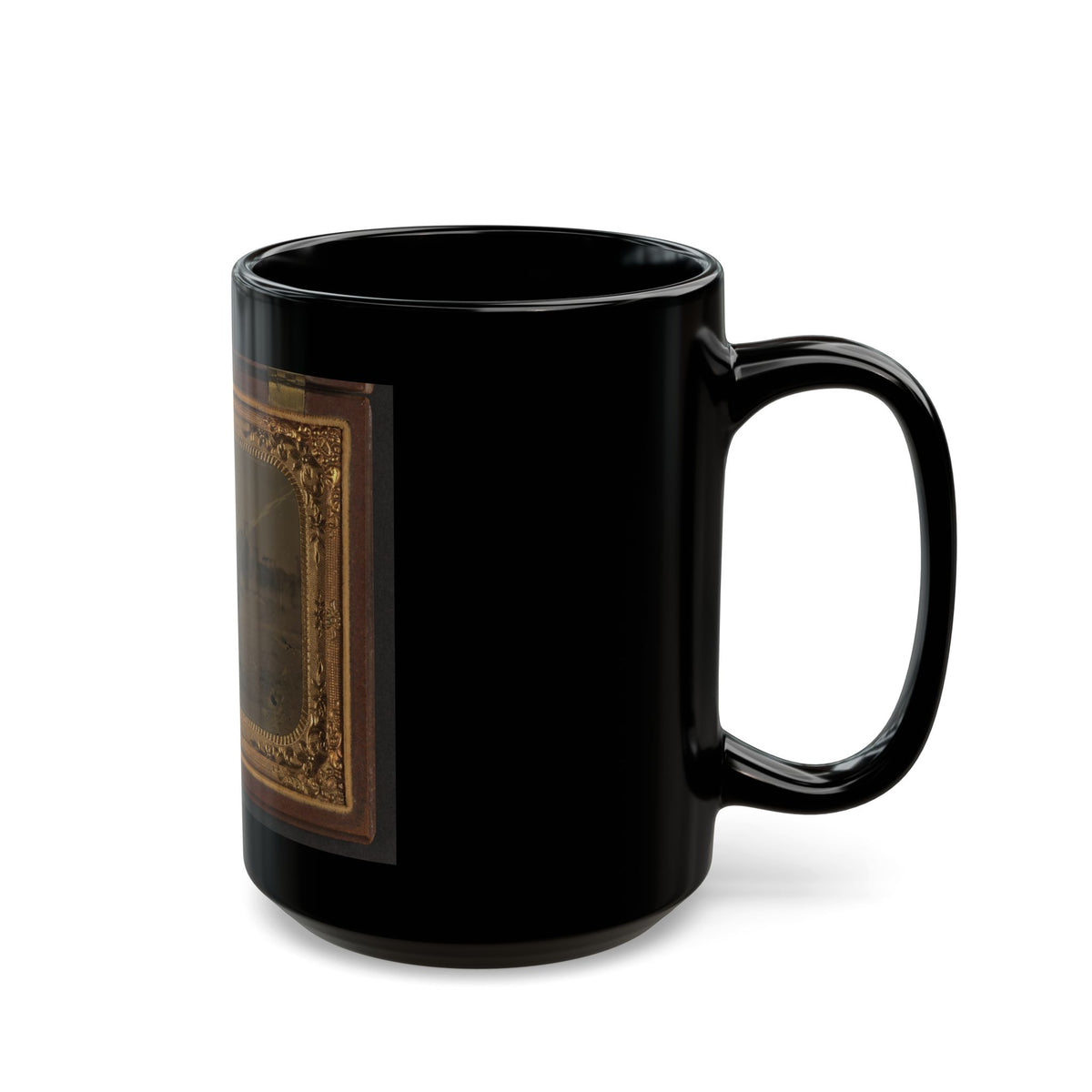 Unidentified Soldier In Union Uniform Atop Horse Blowing Bugle While Unsheathing Sword (U.S. Civil War) Black Coffee Mug