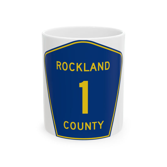 Rockland County 1 (New York) (Road Sign) White Coffee Mug