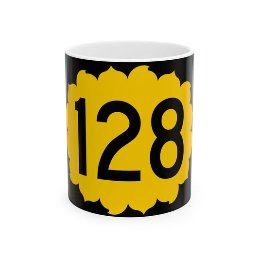 K-128 (Kansas) (Road Sign) White Coffee Mug
