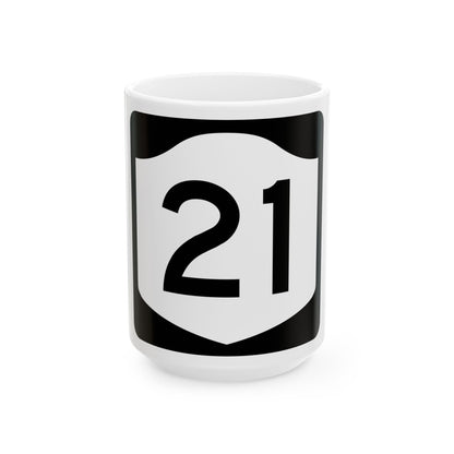 NY-21 (New York) (Road Sign) White Coffee Mug