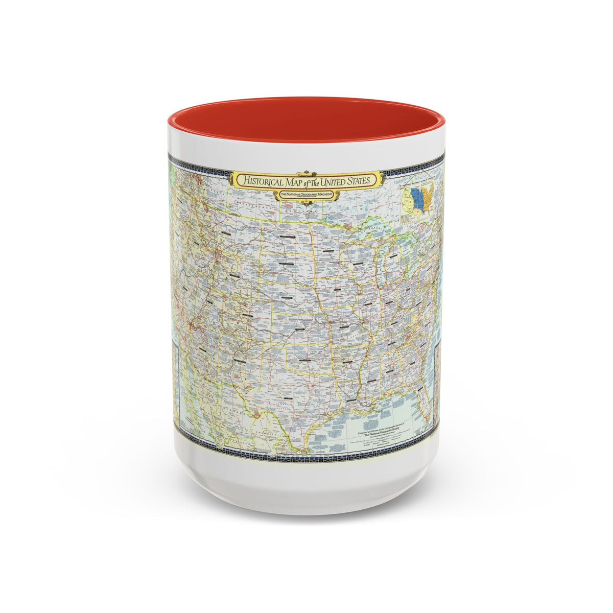 USA - An Historical Map (1953) (Map) Accent Coffee Mug