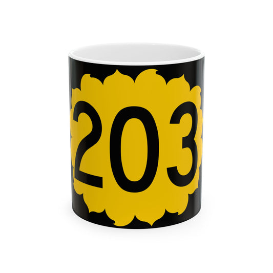 K-203 (Kansas) (Road Sign) White Coffee Mug