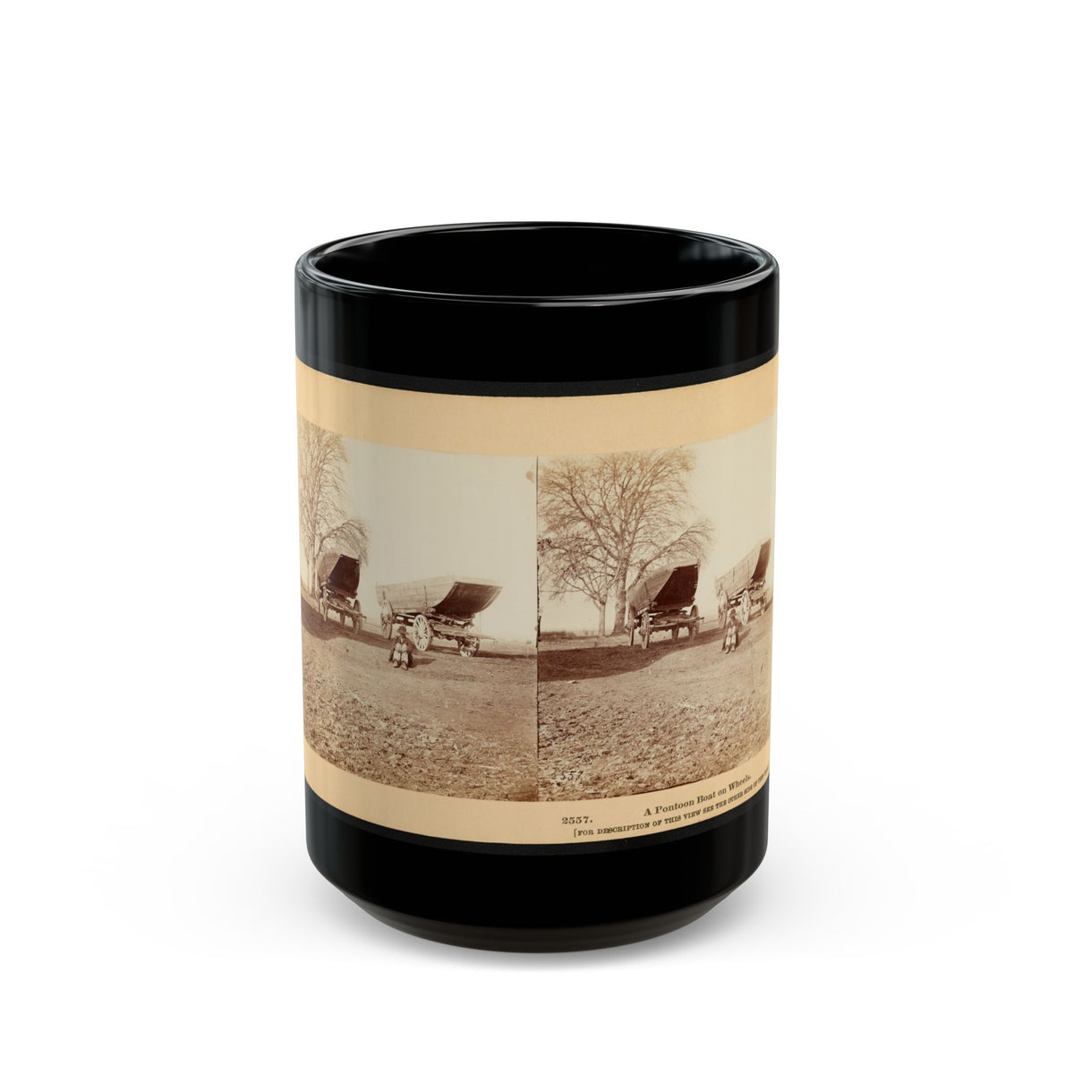 A Pontoon Boat On Wheels (U.S. Civil War) Black Coffee Mug