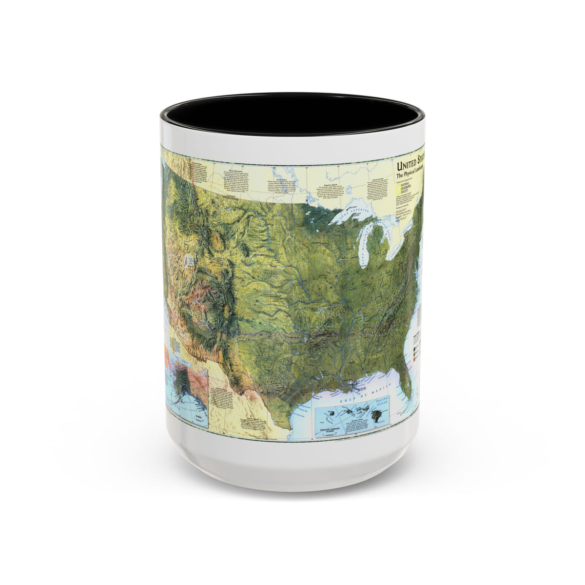 USA - The Physical Landscape (1996) (Map) Accent Coffee Mug