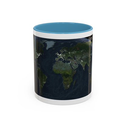 World Map - Earth at Night (2004) (Map) Accent Coffee Mug