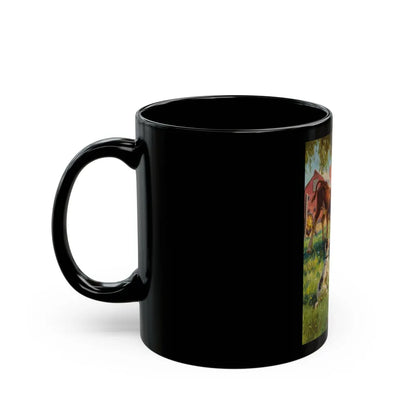 Boy with Calf and Dog - Black Coffee Mug-Go Mug Yourself