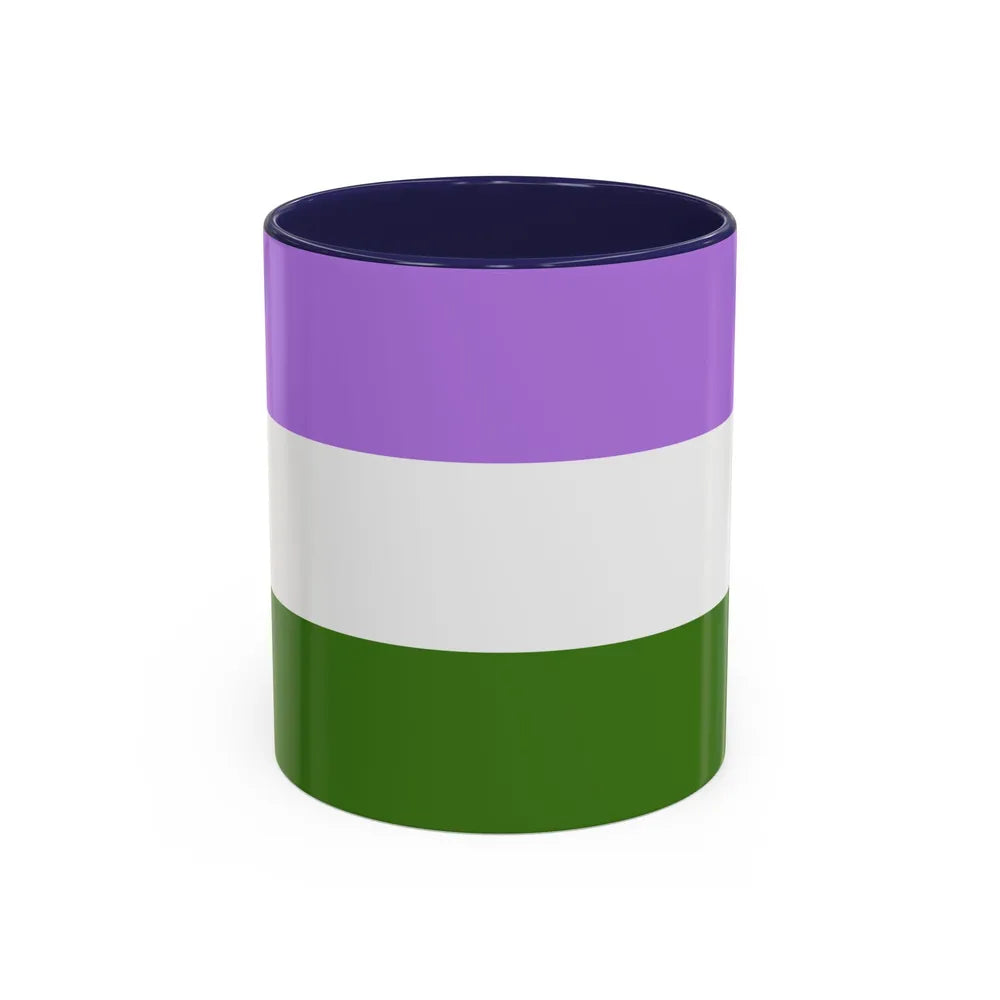 Genderqueer Pride Flag - Accent Coffee Mug-11oz-Navy-Go Mug Yourself