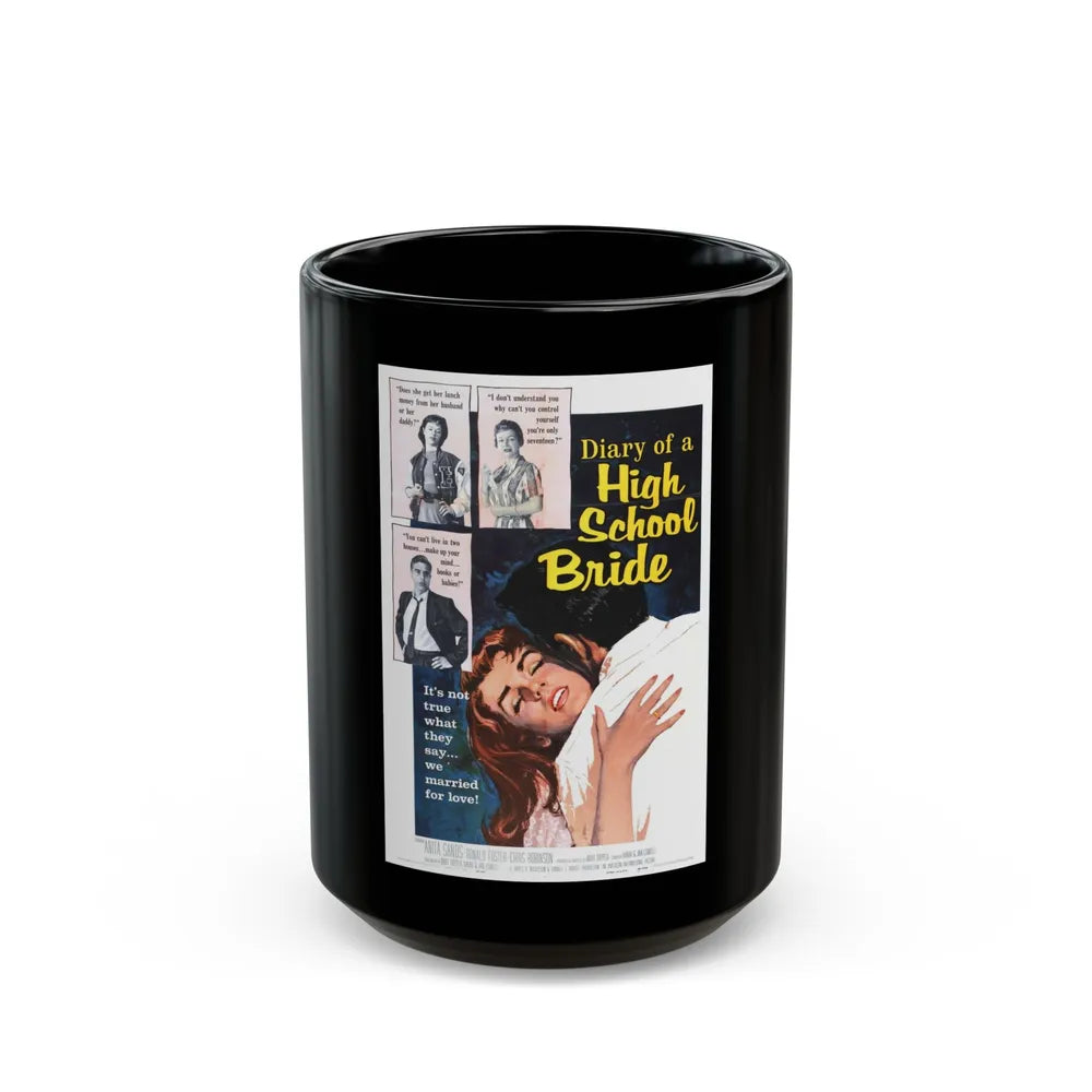 DIARY OF A HIGH SCHOOL BRIDE 1959 Movie Poster - Black Coffee Mug-15oz-Go Mug Yourself