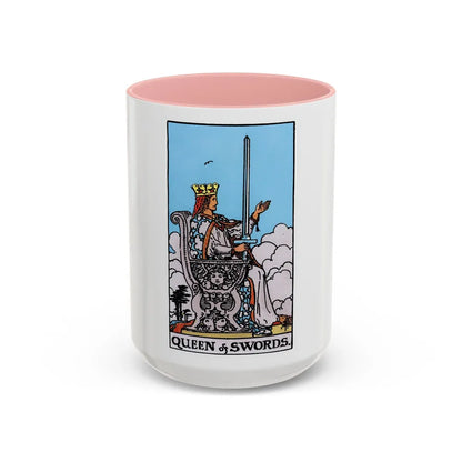 The Queen of Swords (Tarot Card) Accent Coffee Mug-15oz-Pink-Go Mug Yourself