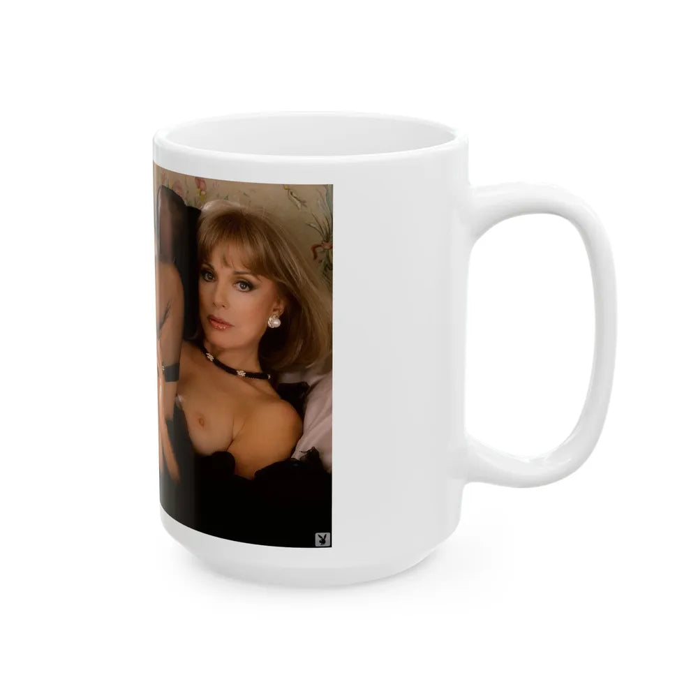 Terry Moore #404 - Unreleased Aug. '84 Playboy Photo from shoot toplesss in lingerie & stockings 1 sexy foot exposed (Vintage Female Icon) White Coffee Mug-Go Mug Yourself