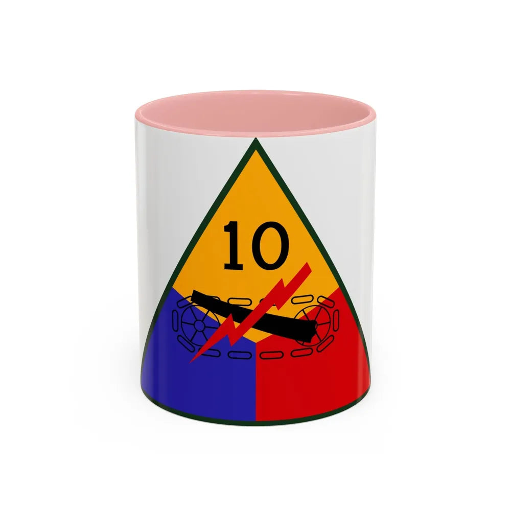 10th Armored Division (U.S. Army) Accent Coffee Mug-11oz-Pink-Go Mug Yourself