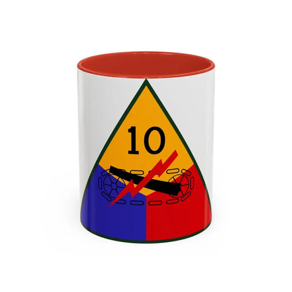 10th Armored Division (U.S. Army) Accent Coffee Mug-11oz-Red-Go Mug Yourself