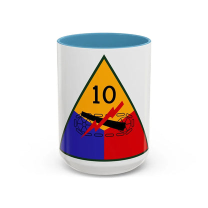 10th Armored Division (U.S. Army) Accent Coffee Mug-15oz-Light Blue-Go Mug Yourself