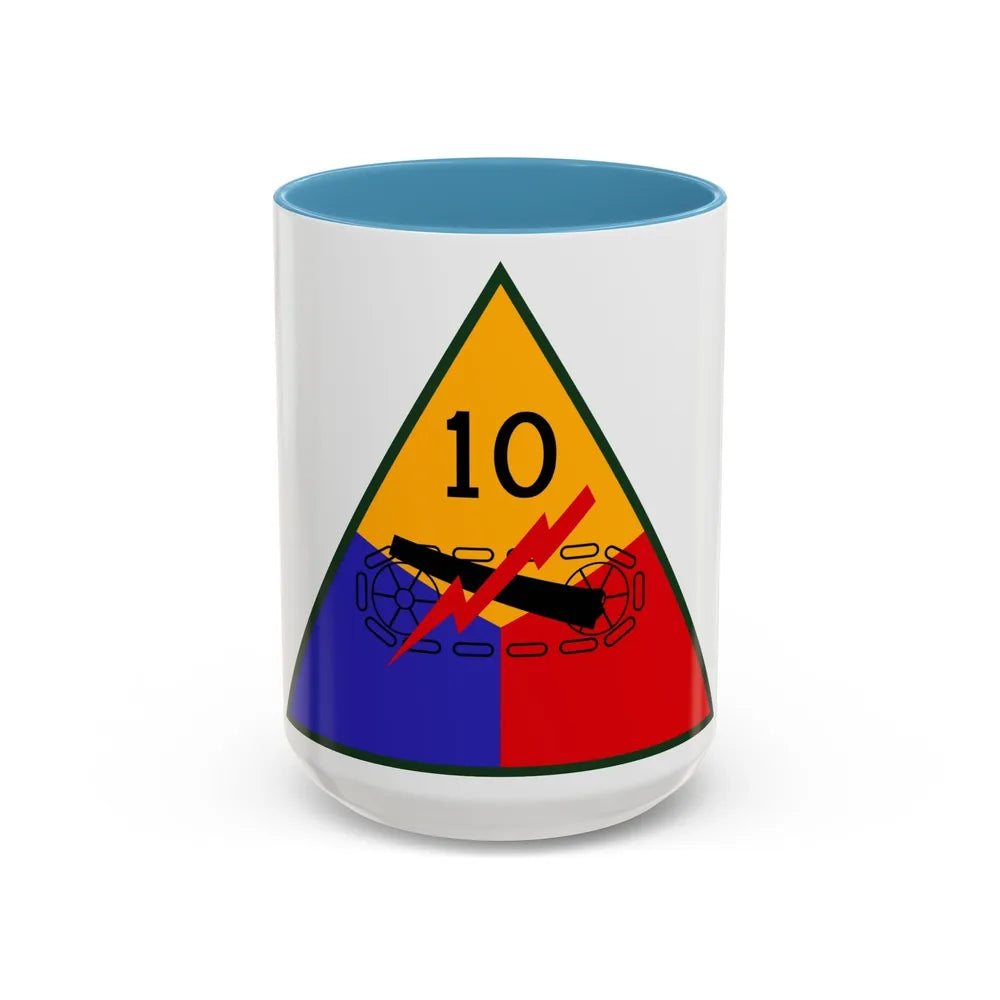 10th Armored Division (U.S. Army) Accent Coffee Mug-15oz-Light Blue-Go Mug Yourself