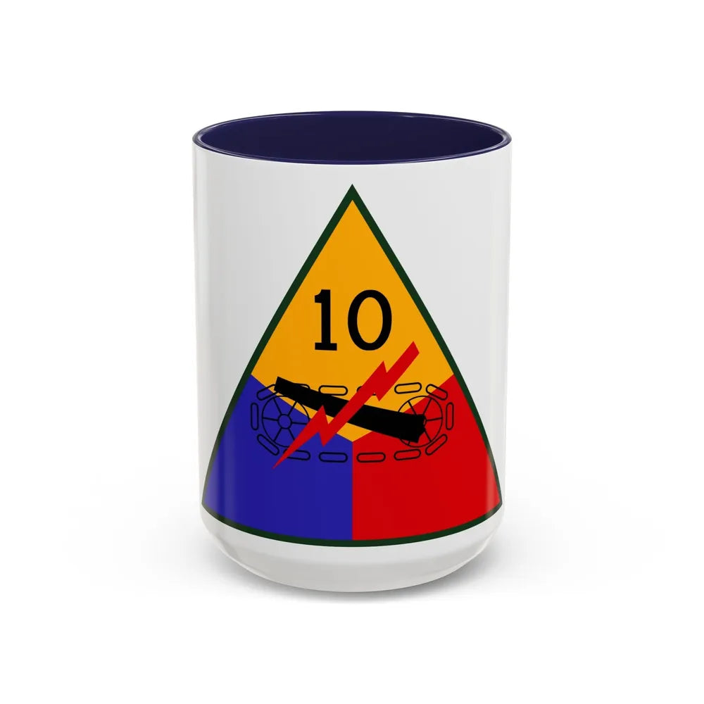 10th Armored Division (U.S. Army) Accent Coffee Mug-15oz-Navy-Go Mug Yourself