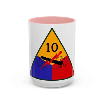 10th Armored Division (U.S. Army) Accent Coffee Mug-15oz-Pink-Go Mug Yourself