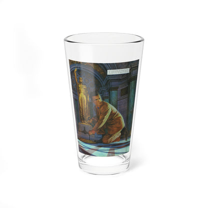 Sacrilege and theft illustrated by Paul Rabut for Saturday Evening Post (Magazine Illustration) Pint Glass 16oz