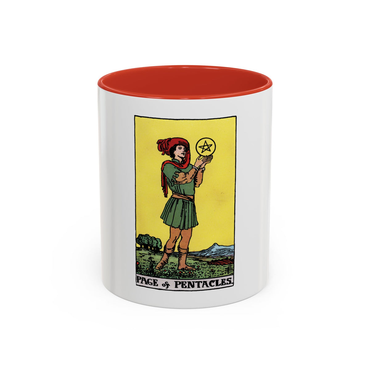 The Page of Pentacles (Tarot Card) Accent Coffee Mug