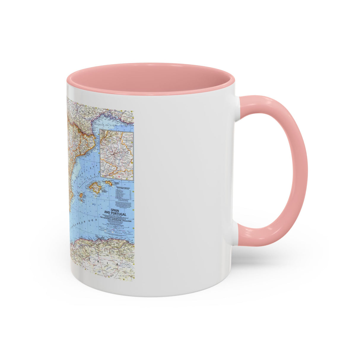 Spain and Portugal (1965) (Map) Accent Coffee Mug