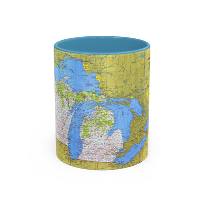 USA - Wisconsin, Michigan ,Great Lakes 1 (1973) (Map) Accent Coffee Mug