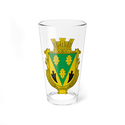 Coat of arms of Volodymyrivka Vinnytsia Raion (Ukraine) (Coat of Arms) Pint Glass 16oz