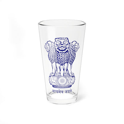 Emblem of India navy blue (India) (Coat of Arms) Pint Glass 16oz