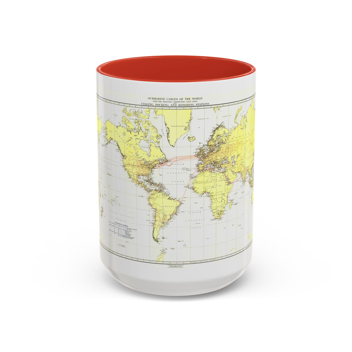 Submarine Cables of the World (1896) (Map) Accent Coffee Mug