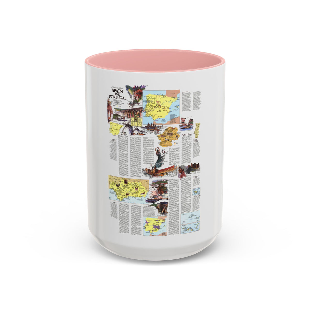 Spain and Portugal - A Traveller's Map 2 (1984) (Map) Accent Coffee Mug