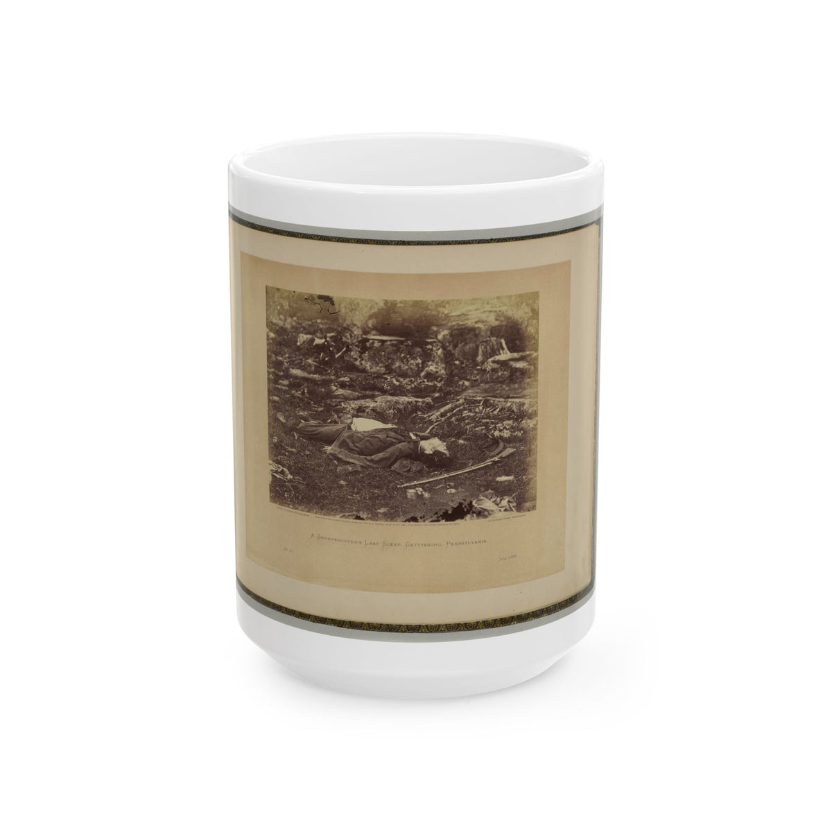 A Sharpshooter's Last Sleep, Gettysburg, Pennsylvania (U.S. Civil War) White Coffee Mug