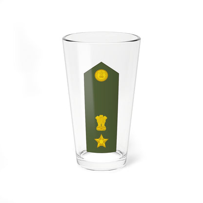 Tall olive green military shoulder board with a gold lion emblem in a laurel roundel and a gold star with sun disc.