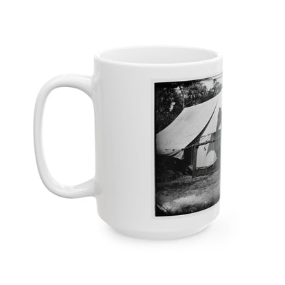 Morris Island, South Carolina. General Quincy A. Gillmore In Front Of His Tent (U.S. Civil War) White Coffee Mug