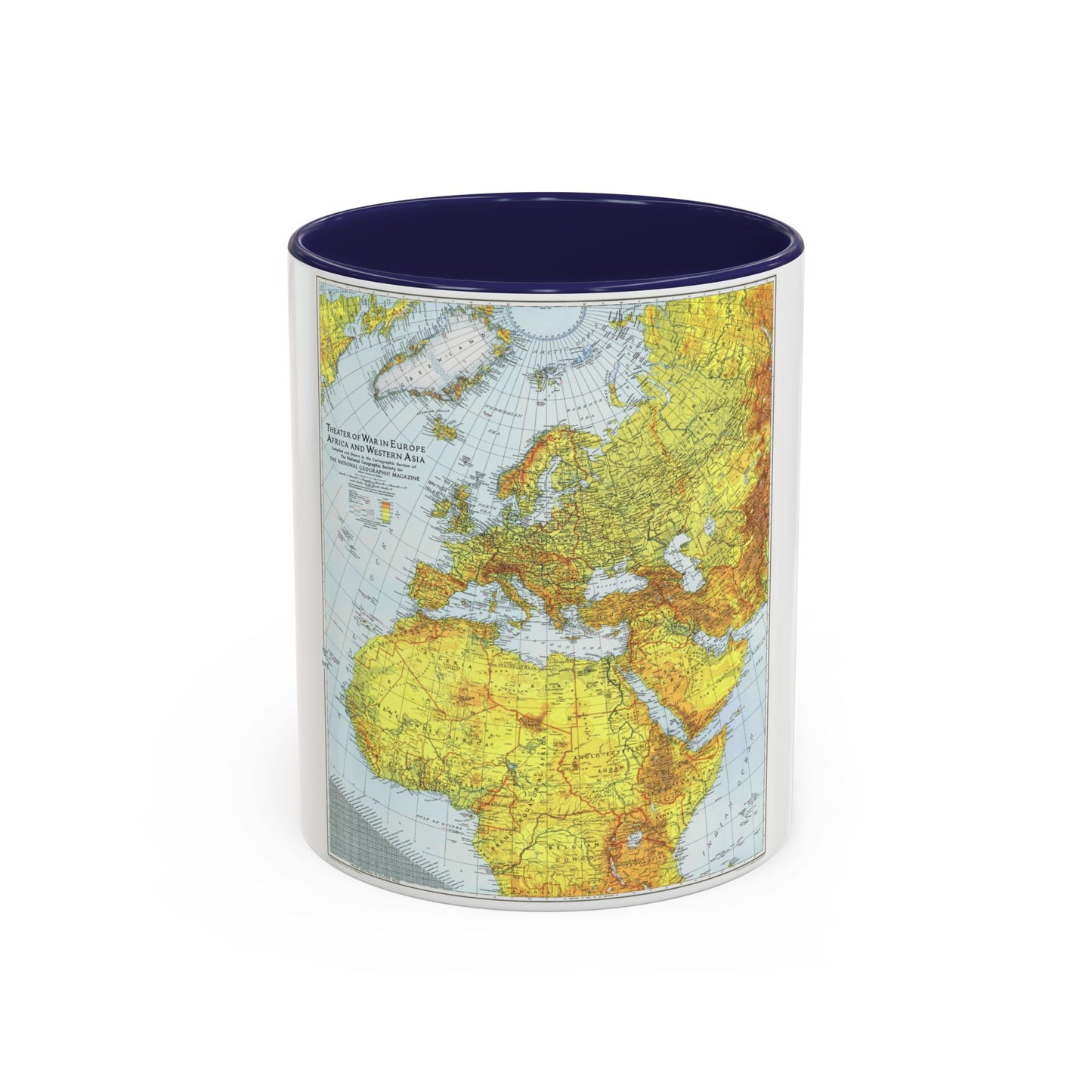 Europe, Africa, and Western Asia - Theater of War (1942) (Map) Accent Coffee Mug