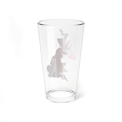 UK Outline and Flag (United Kingdom) Pint Glass 16oz