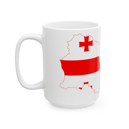 Flag map of Georgia without Russian-occupied territories (Georgia) White Coffee Mug