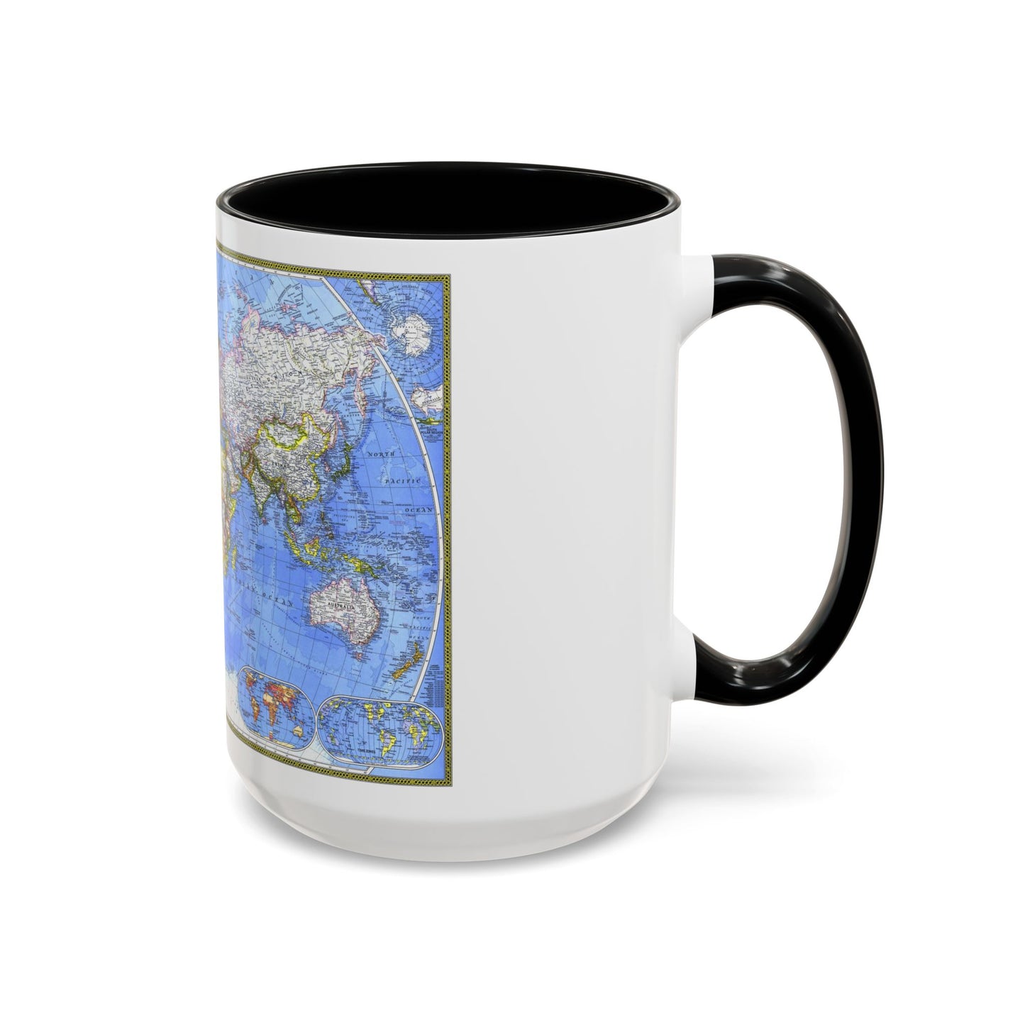 World Map - The Political World (1975) (Map) Accent Coffee Mug