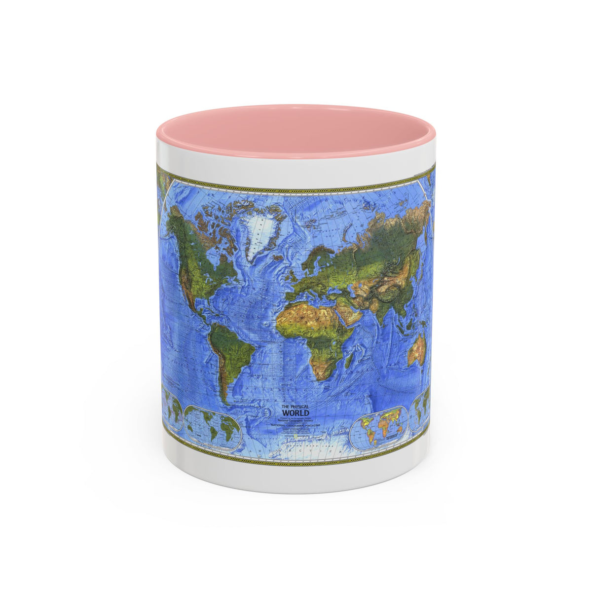 World Map - The Physical World (1975) (Map) Accent Coffee Mug