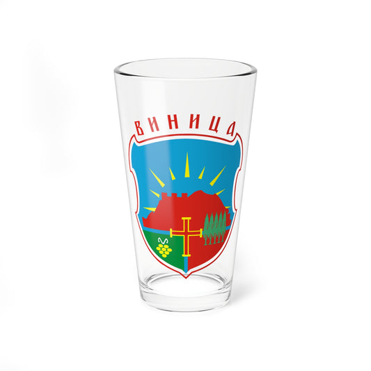 Coat of arms of Vinica Municipality Macedonia (North Macedonia) (Coat of Arms) Pint Glass 16oz