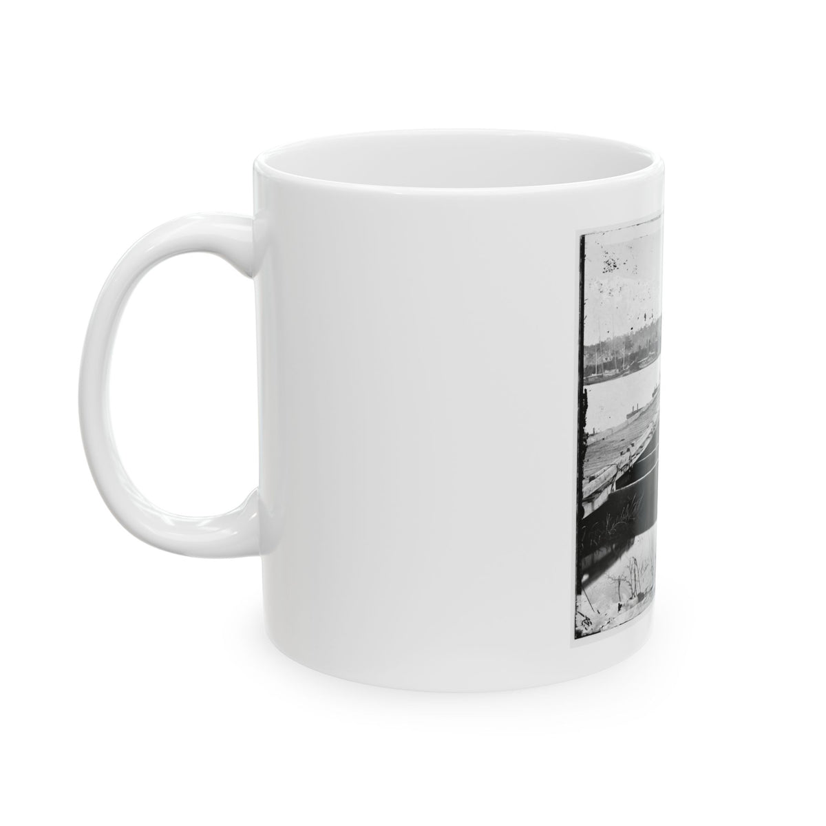 Jones' Landing, Va., Vicinity. Pontoon Bridge Over The James, From The North Bank (U.S. Civil War) White Coffee Mug