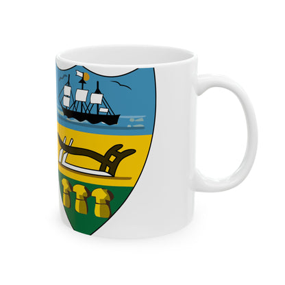 Keystone Flag vertical comparison with Pennsylvania Escutcheon (United States) White Coffee Mug