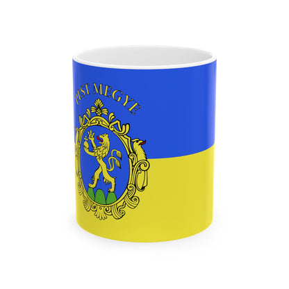 Flag of Pest County Hungary - White Coffee Mug