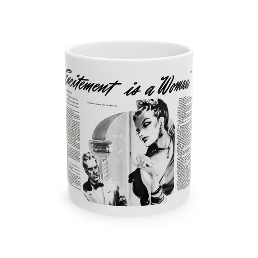Excitement is a Woman, Man To Man, December 1949 - White Coffee Mug