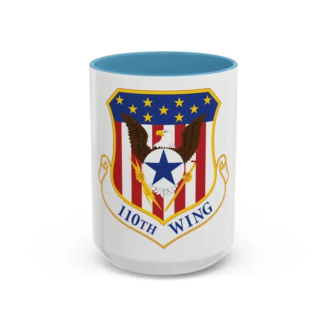 110th Wing emblem (U.S. Air Force) Accent Coffee Mug 15oz Light Blue - Go Mug Yourself