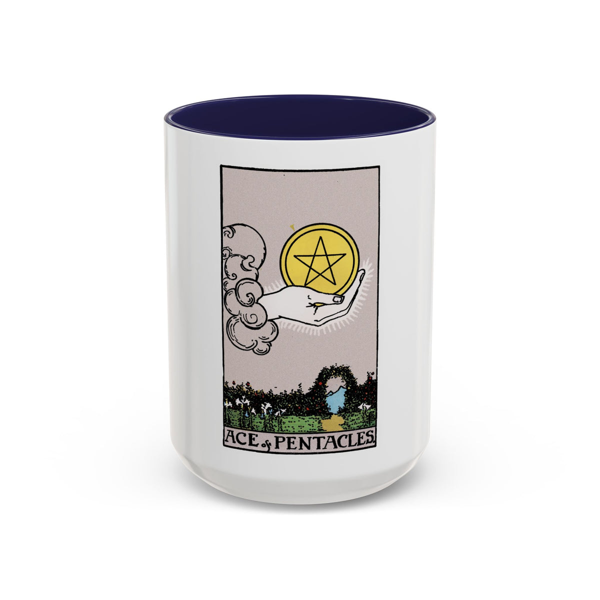 The Ace of p of Pentacles (Tarot Card) Accent Coffee Mug