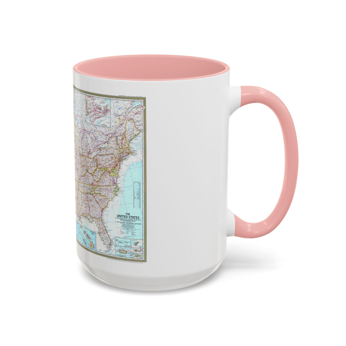 USA - The United States (1968) (Map) Accent Coffee Mug