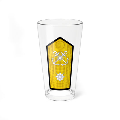 Gold naval shoulder board with white crossed anchors, a sun burst and a silver eight-pointed star.
