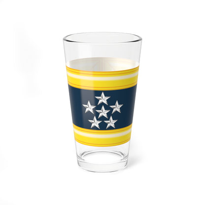 Six silver stars clustered on a navy field framed by a gold bevelled border, in a bold heraldic military style.