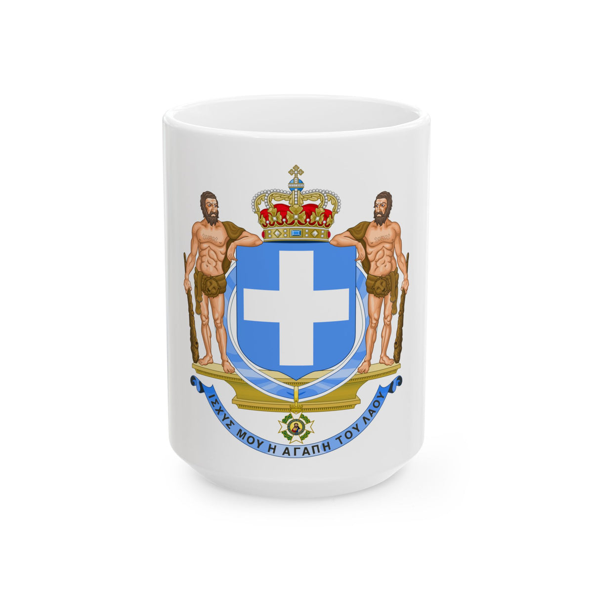Coat of Arms of Greece (blue cross) - White Coffee Mug