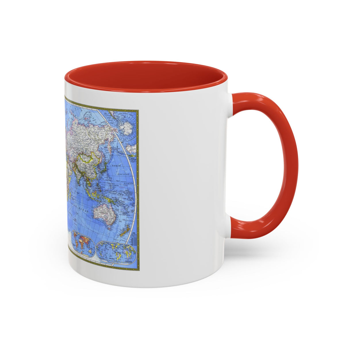 World Map - The Political World (1975) (Map) Accent Coffee Mug