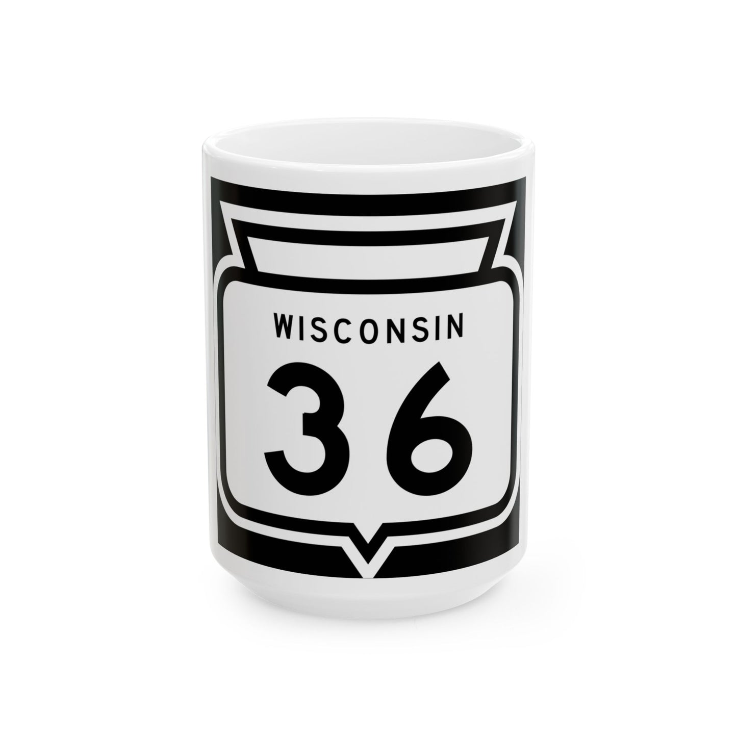 WIS 36 1958 (Wisconsin) (Road Sign) White Coffee Mug-15oz-Go Mug Yourself